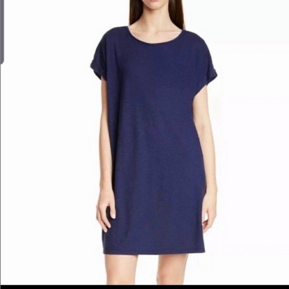 Eileen Fisher organic cotton blue shirt dress szXS